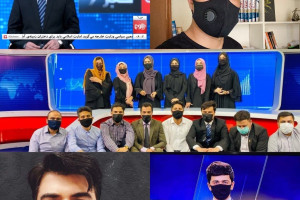 اعتراض؛ مجریان مرد با ماسک در پرده تلویزیون ظاهر شدند